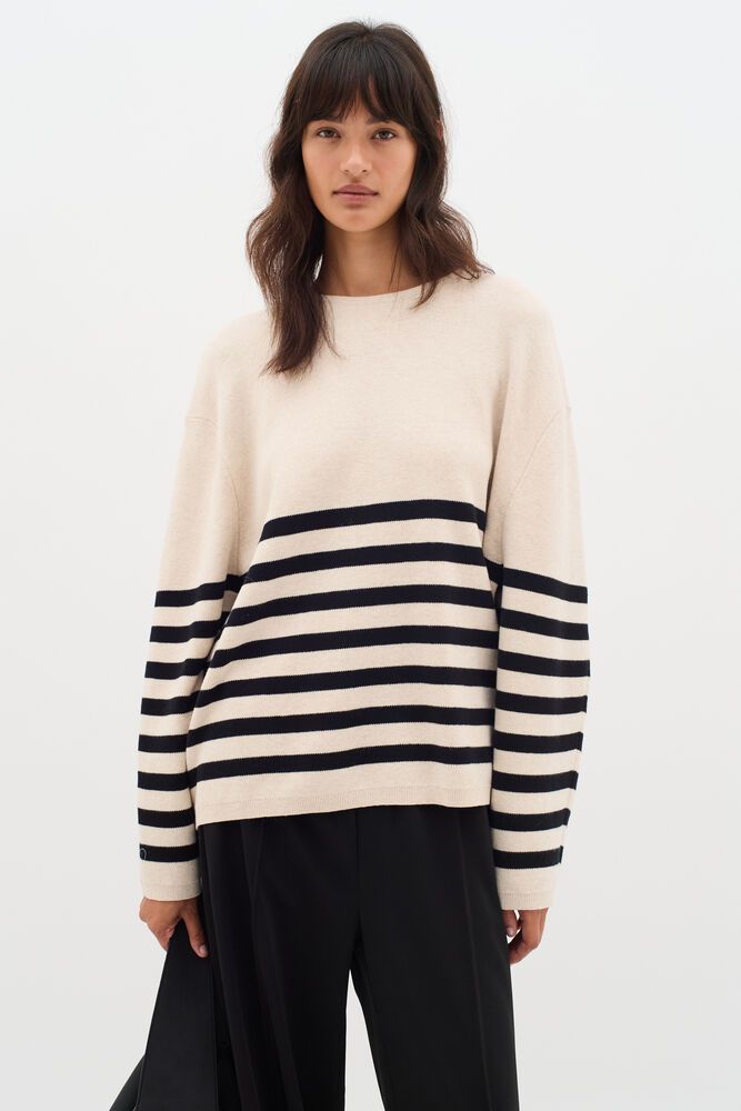 Inwear Kaylla Pullover in Haze Melange & Black Stripe