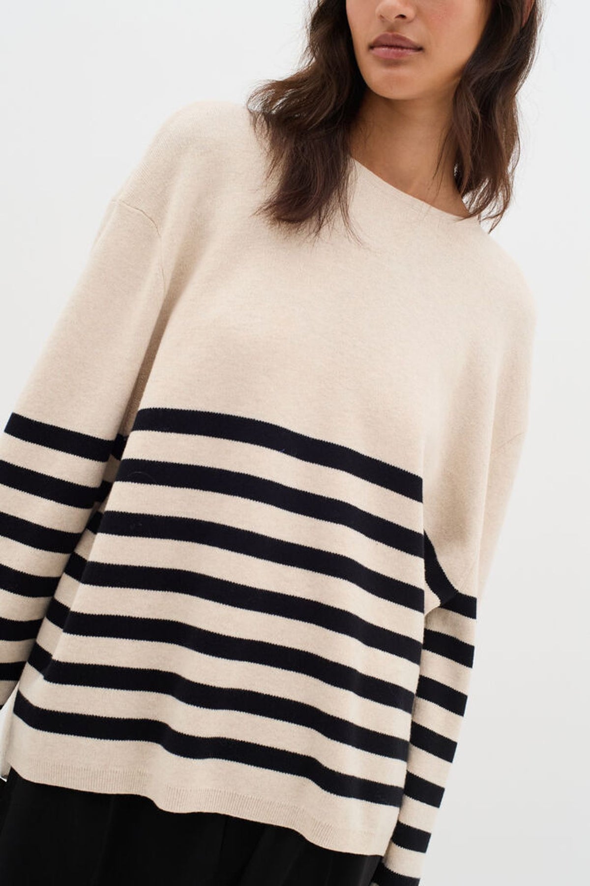 Inwear Kaylla Pullover in Haze Melange & Black Stripe