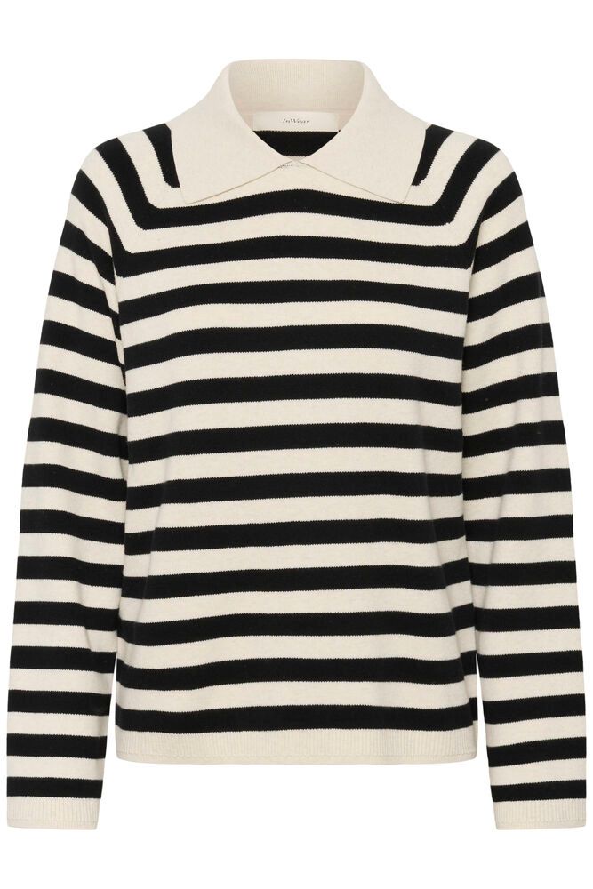 Inwear Madie Polo In Whisper White & Black Stripe