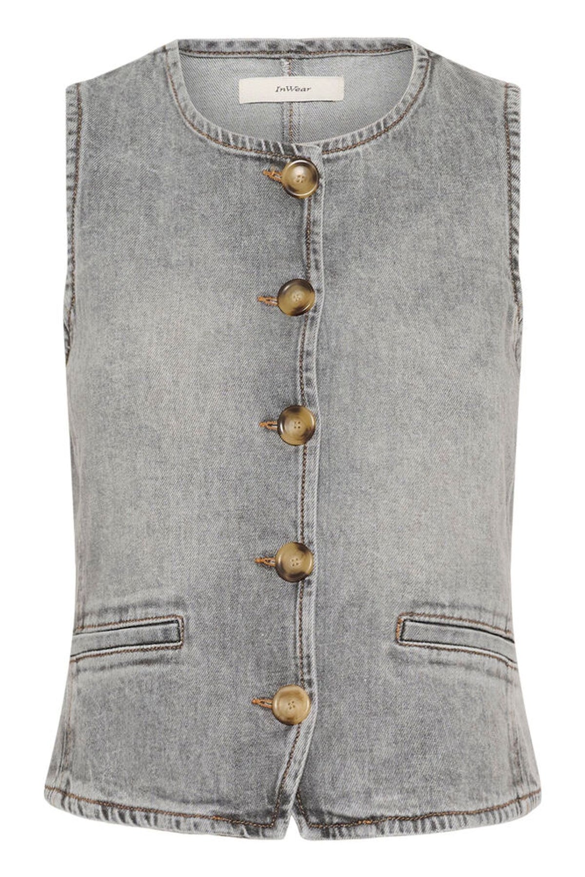 Inwear Nanas Waistcoat in Grey Washed Denim