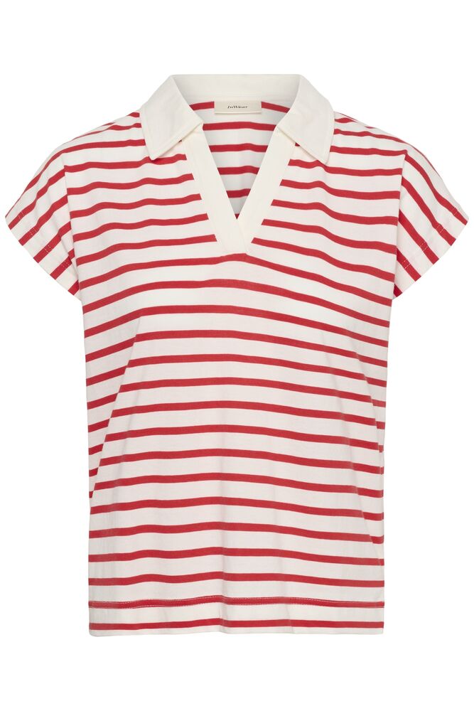 Inwear Pfia Polo T-shirt In Red Slim Stripe