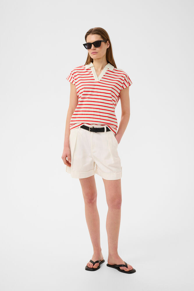 Inwear Pfia Polo T-shirt In Red Slim Stripe