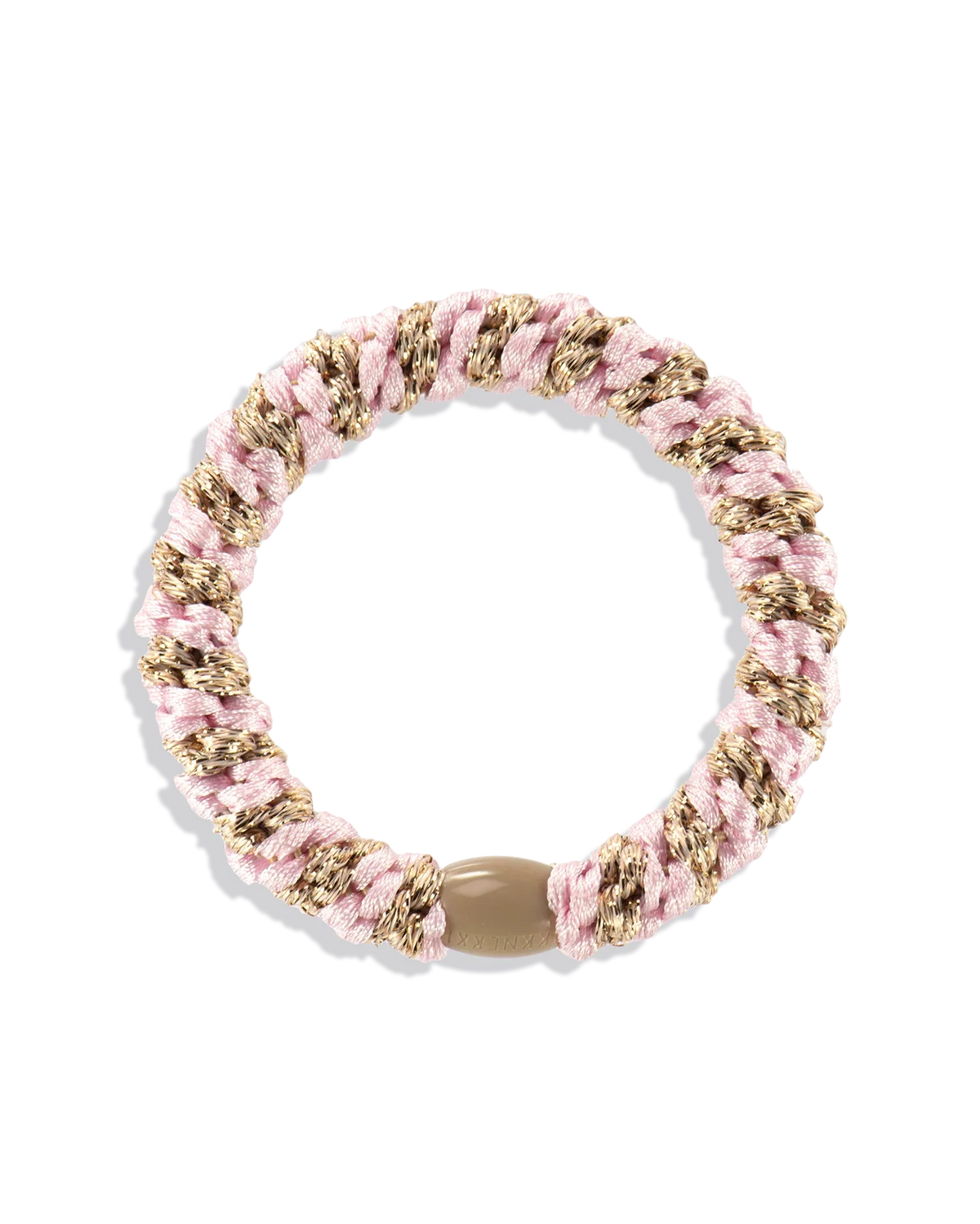 Kknekki Hair Tie in Light Pink-Beige Glitter Stripe