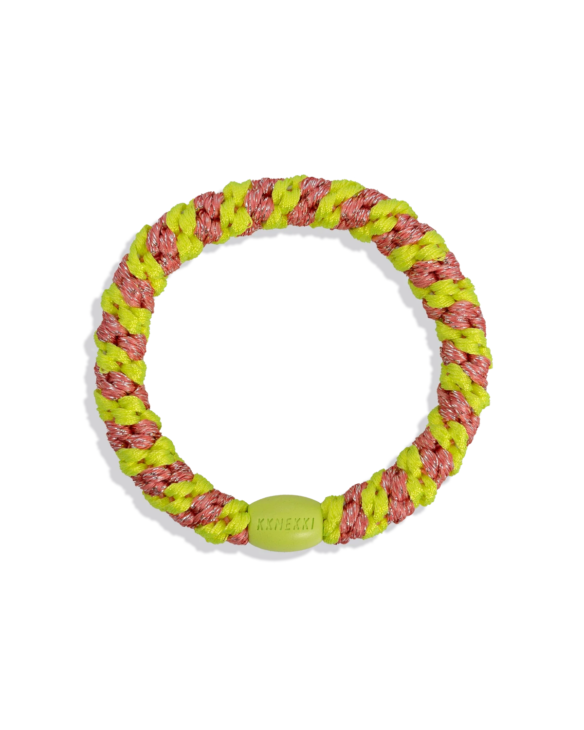 Kknekki Hair Tie in Stripe Coral Neon Yellow