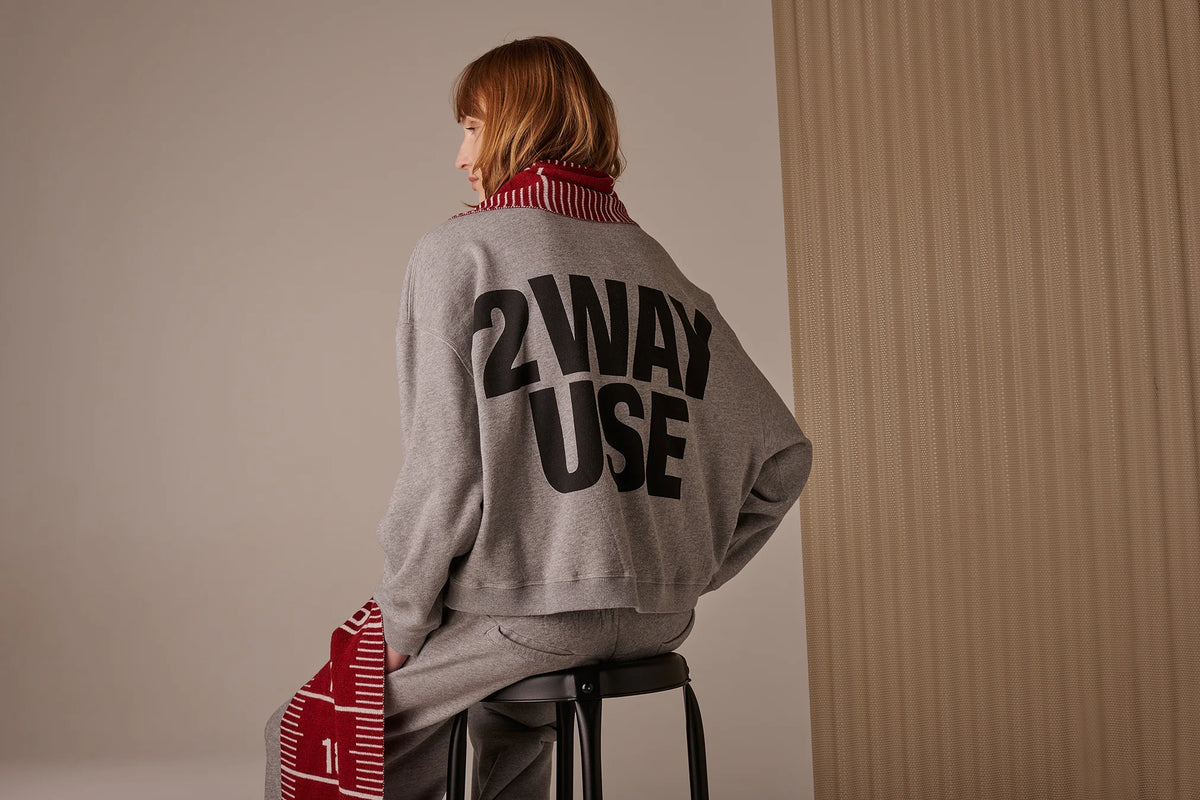 Liv Bergen Sweater 2 Way Use In Grey Melange