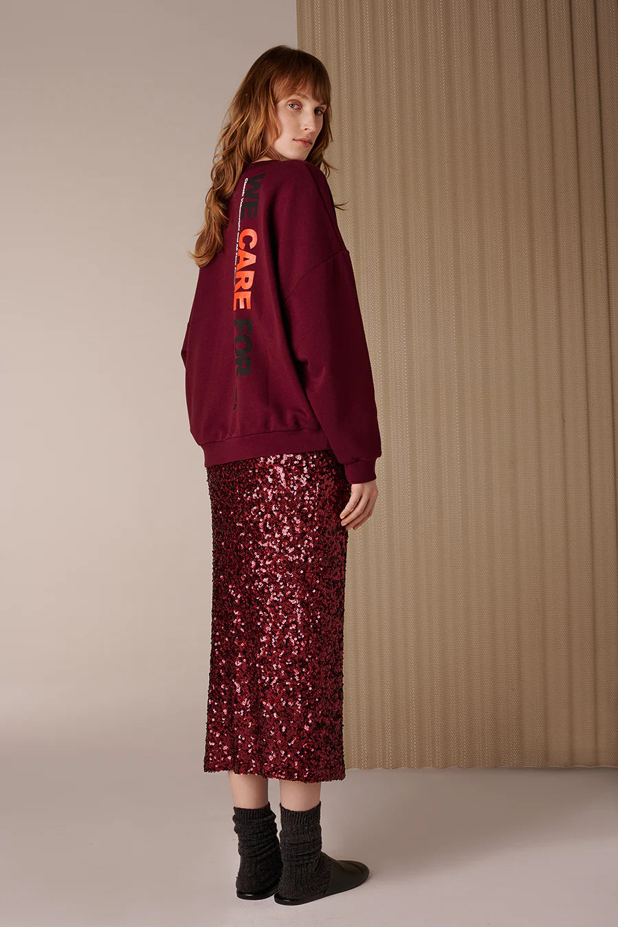 Liv Bergen Ella Care Sweater In Bordeaux