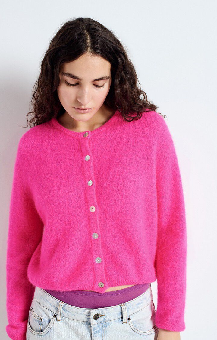 American Vintage Vitow Cardigan in Neon Pink