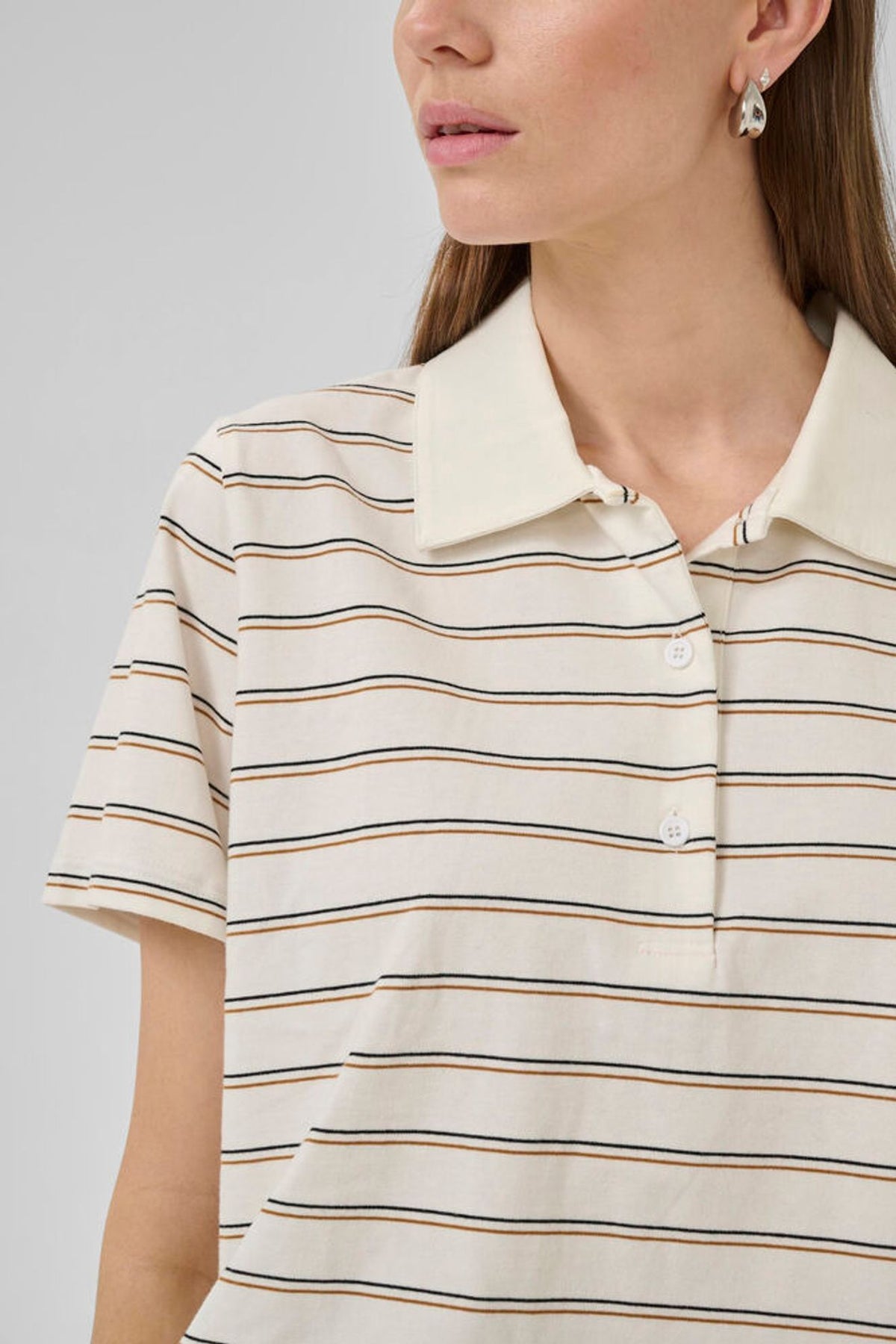My Essential Wardrobe Anna Polo Tee in Snow White Stripe