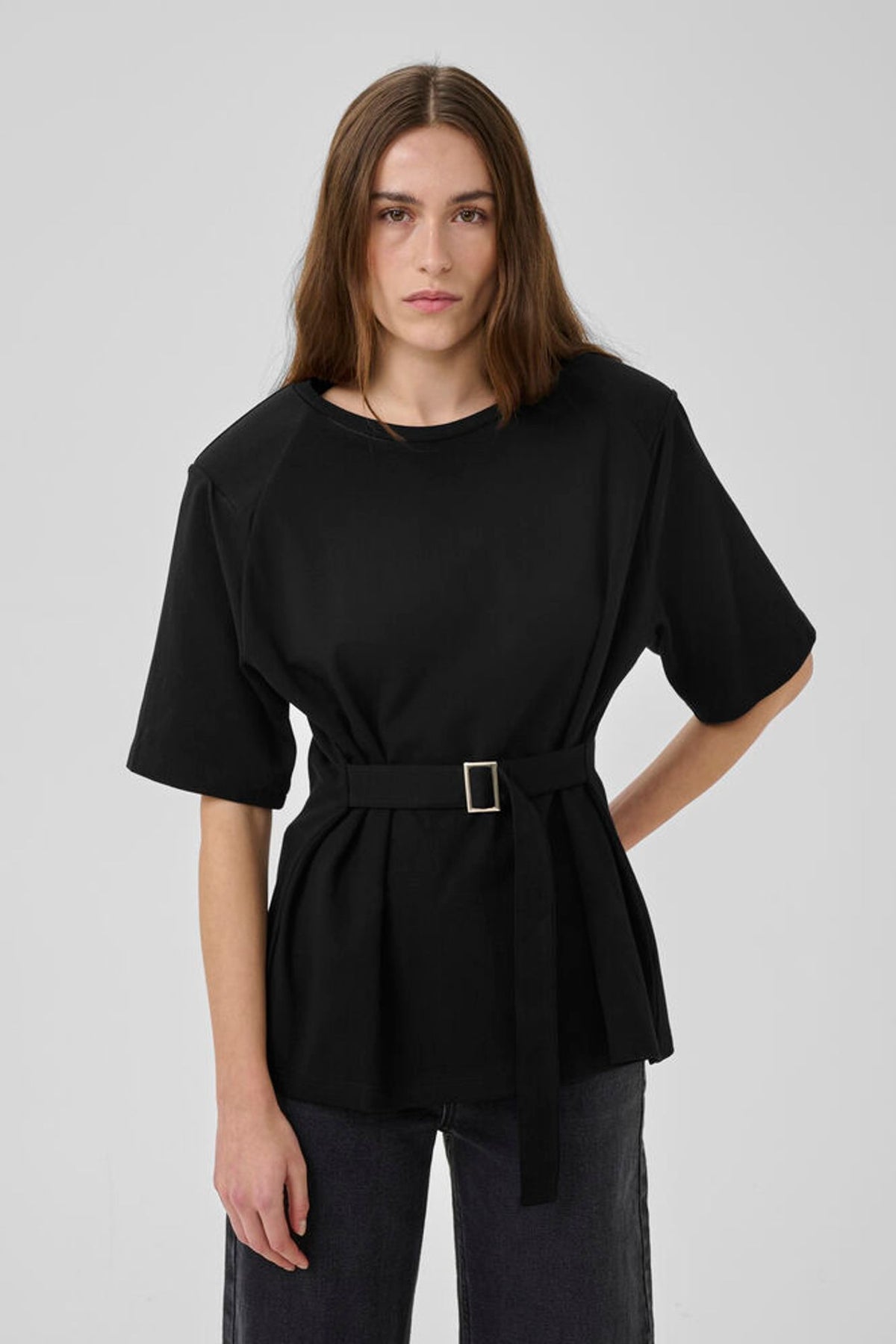 My Essential Wardrobe Pair Belt Tee In Black
