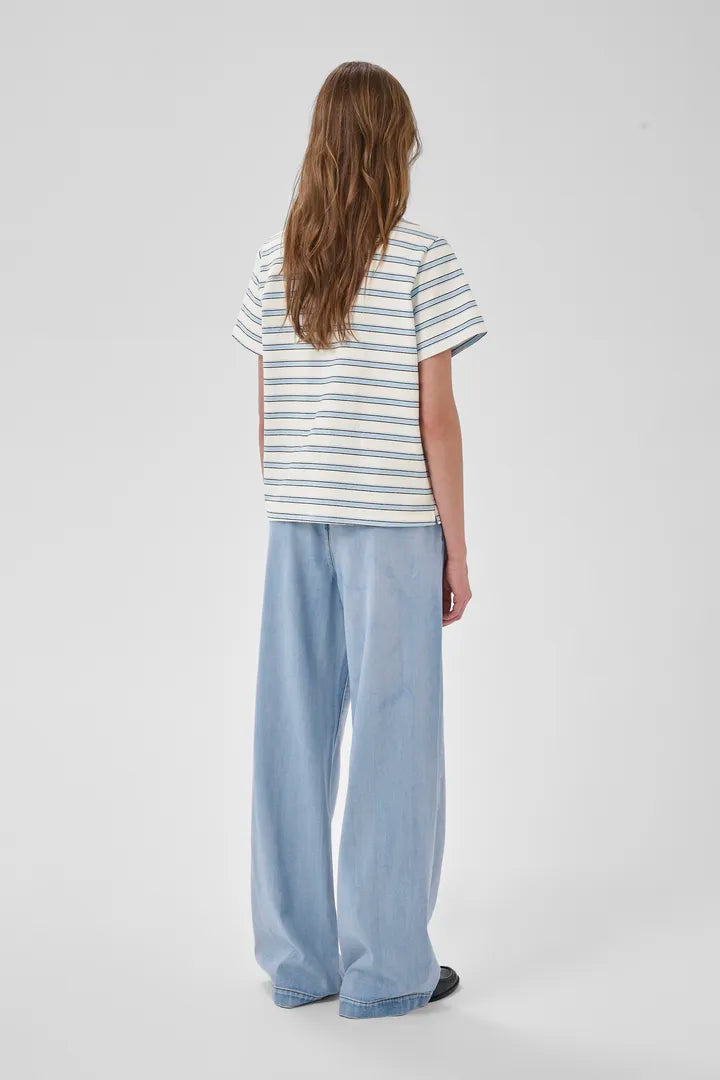 My Essential Wardrobe Asla Polo Tee In Snow White Stripe