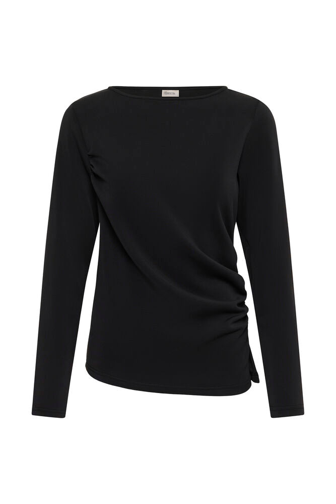 My Essential Wardrobe Helle Asymmetric Top in Black