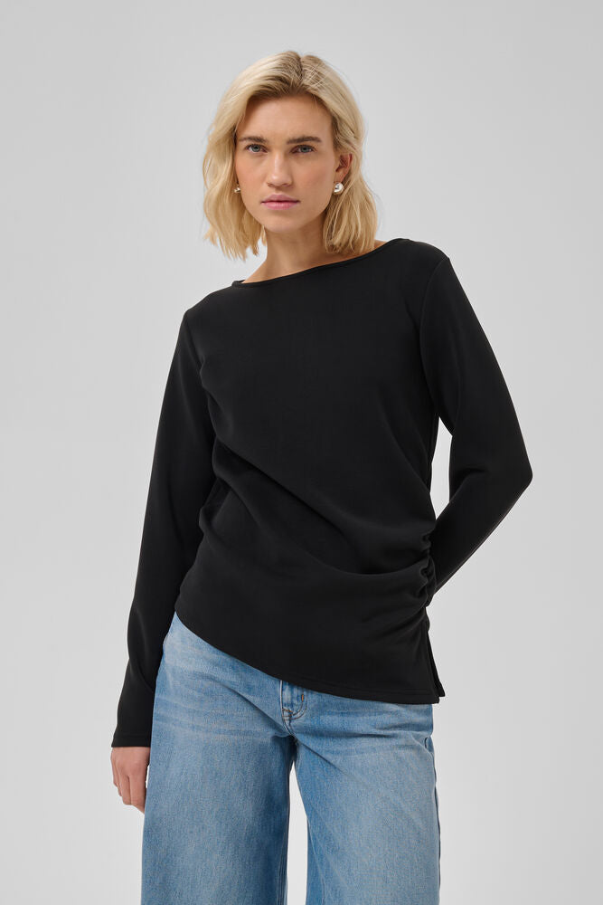 My Essential Wardrobe Helle Asymmetric Top in Black
