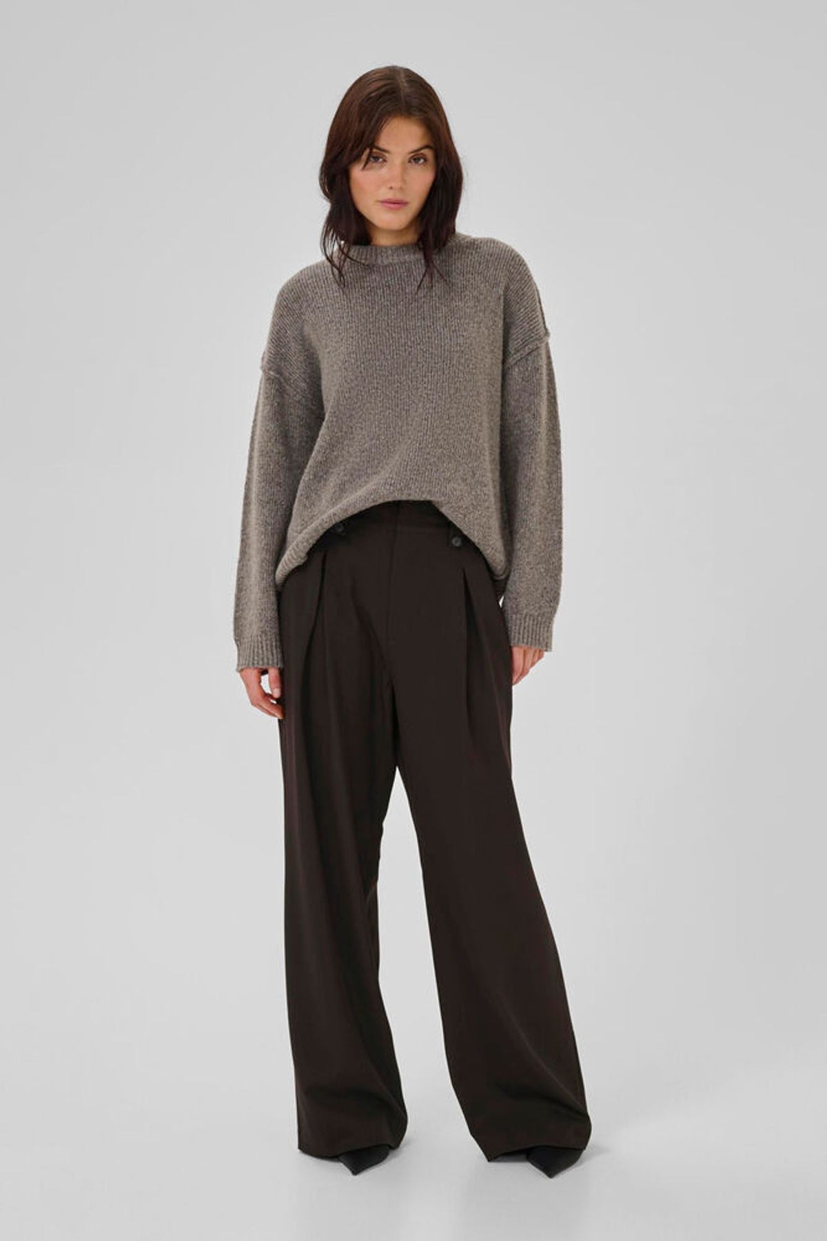 My Essential Wardrobe Disa High Wide Pant in Expresso