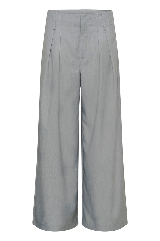 My Essential Wardrobe Hanna Luna High Wide Pant In Light Grey Melange