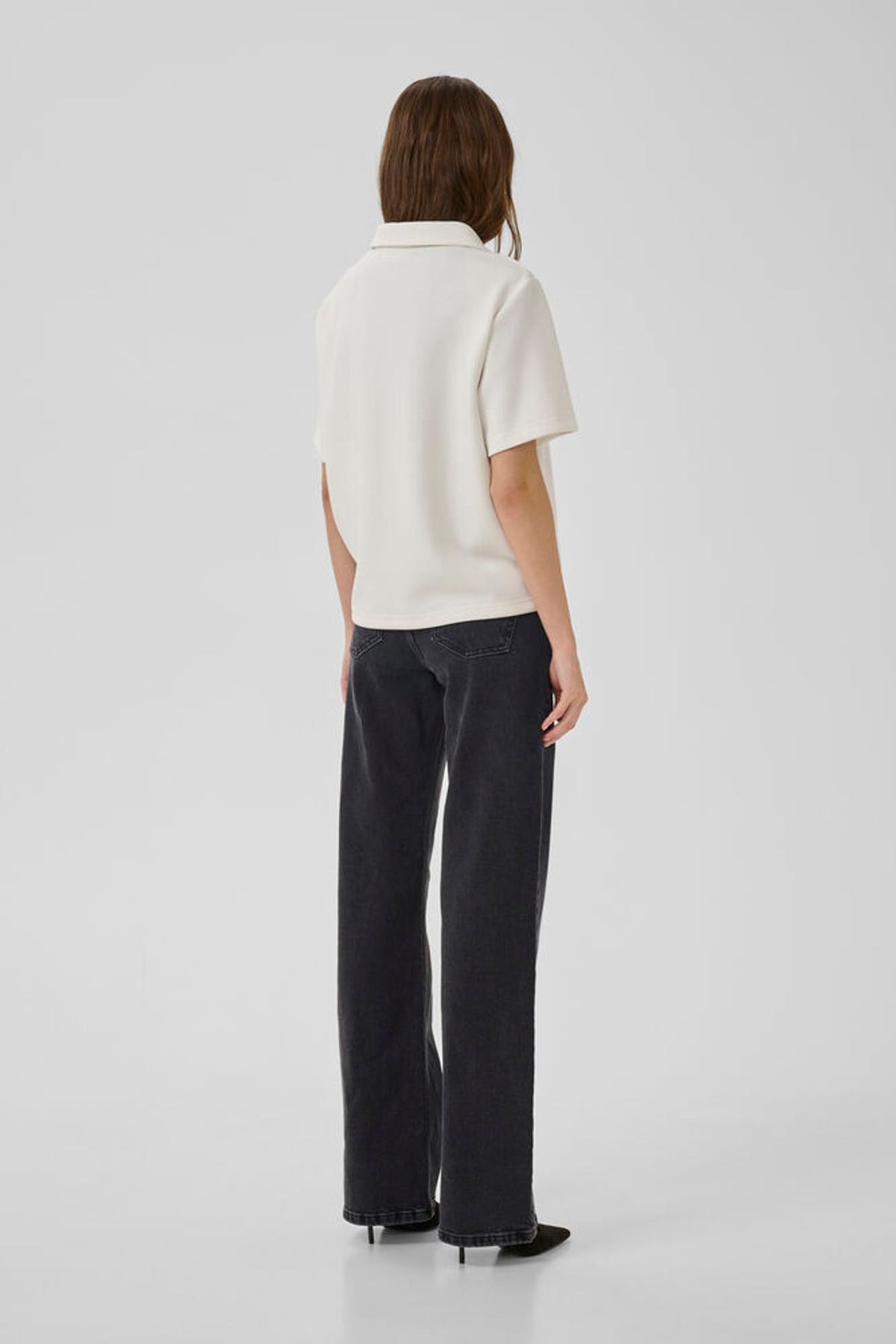 My Essential Wardrobe Helle Polo Tee In Snow White
