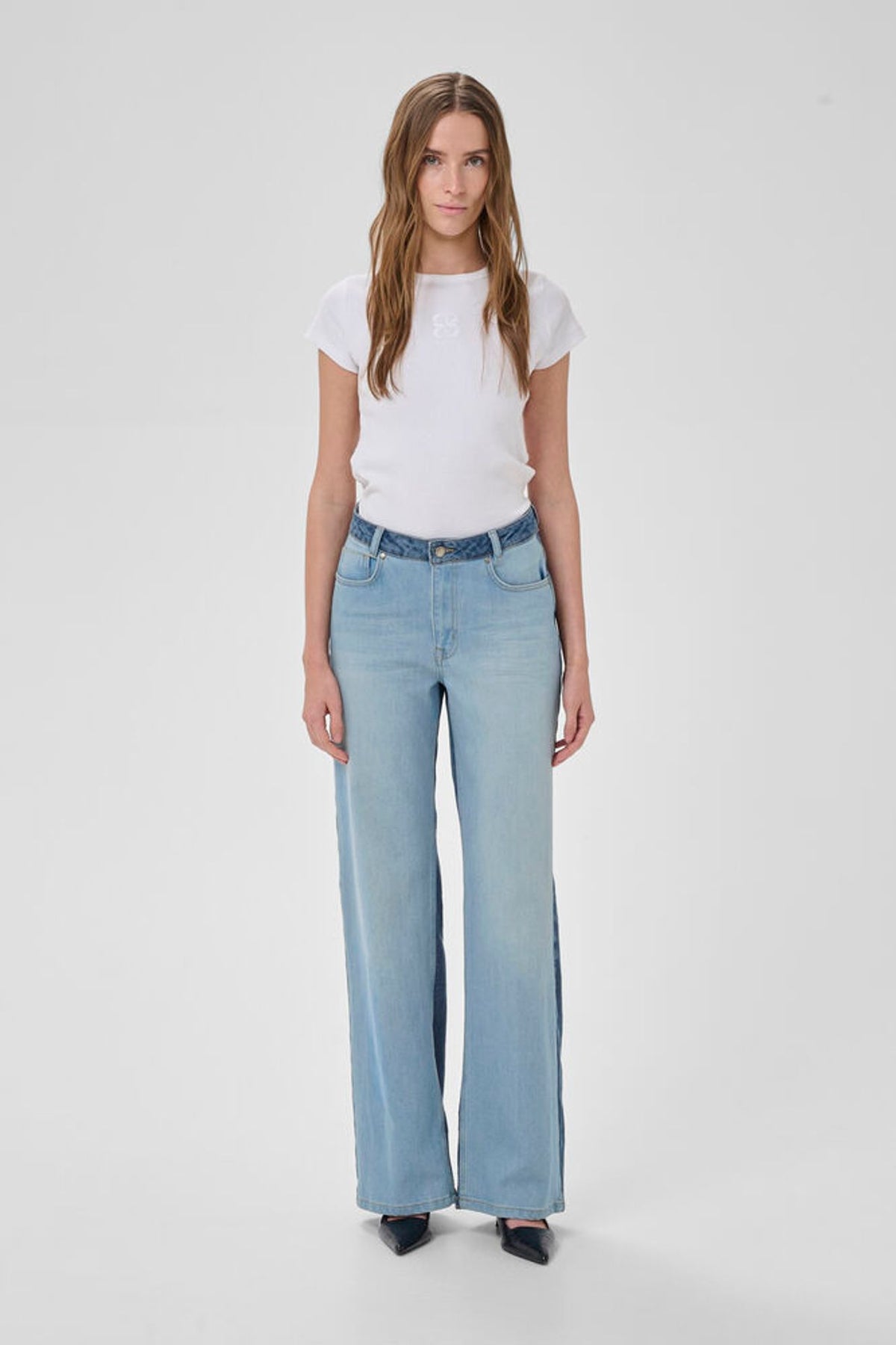 My Essential Wardrobe Louis 139 High Mix Wide Jeans In Light Blue / Blue Wash