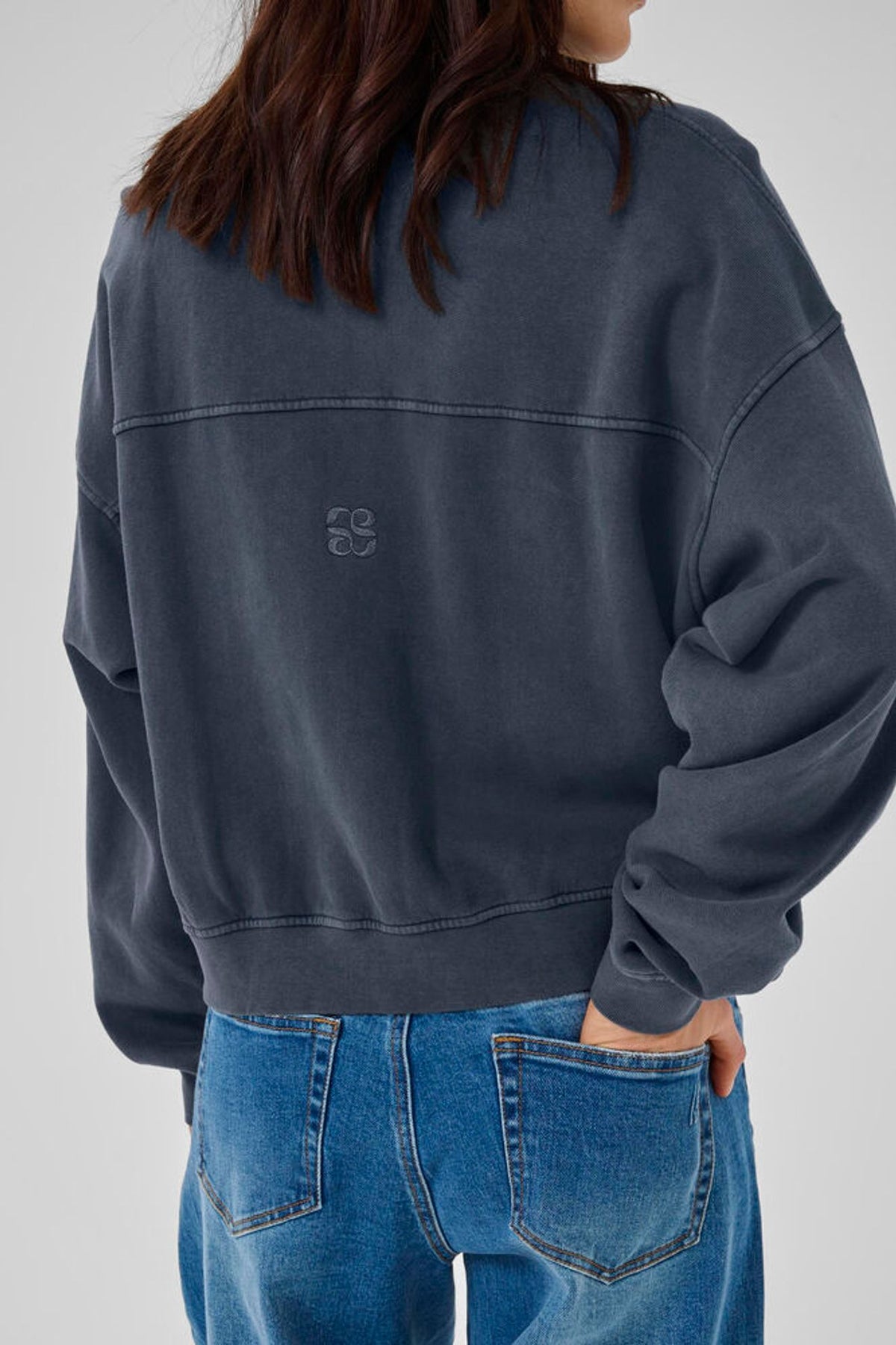 My Essential Wardrobe Meta Short Sweat Jacket in Dark Grey