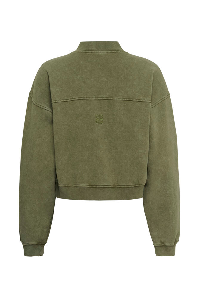 My Essential Wardrobe Meta Short Sweat Jacket In Olive Night