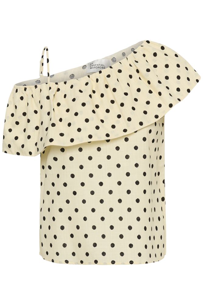 My Essential Wardrobe Nada Florence Blouse In Lemon Icing With Dots