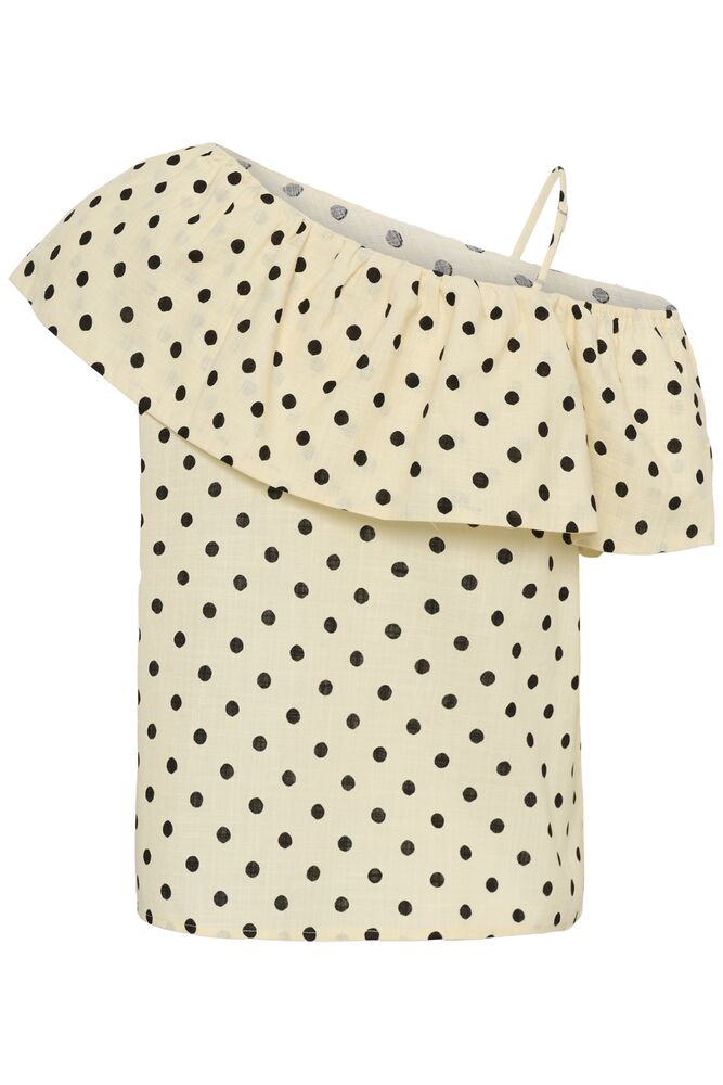 My Essential Wardrobe Nada Florence Blouse In Lemon Icing With Dots