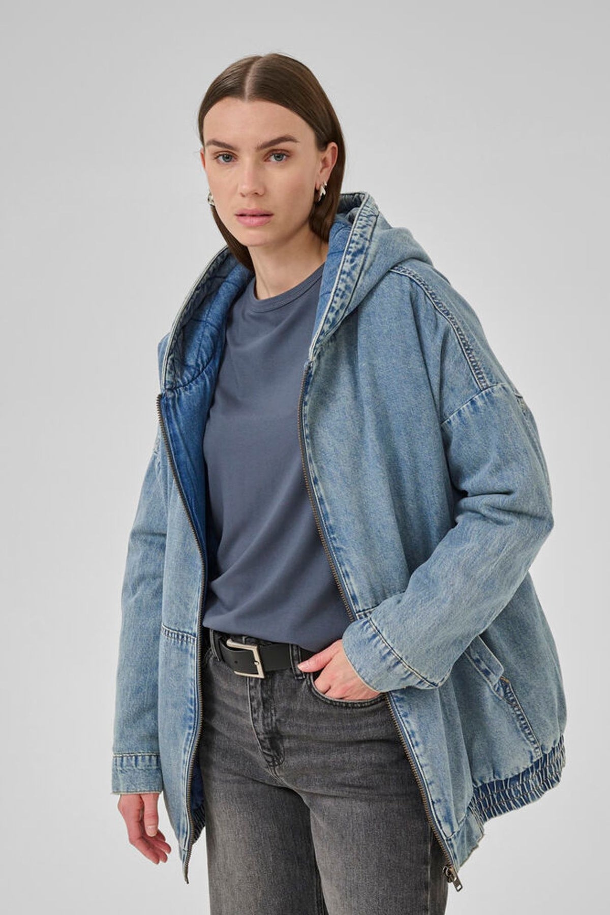 My Essential Wardrobe Ozzie Oversized Jacket in Medium Blue
