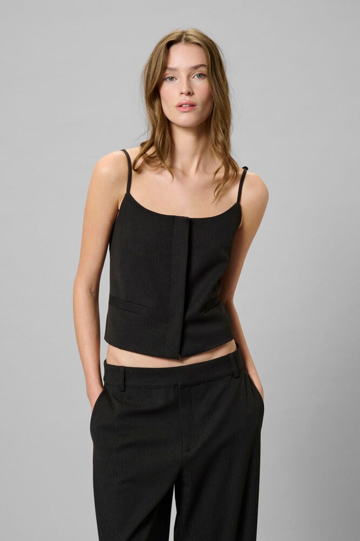 My Essential Wardrobe Reece Strap Vest In Black