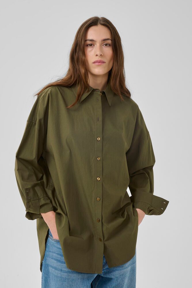 My Essential Wardrobe Sunna Boxy Shirt in Capers