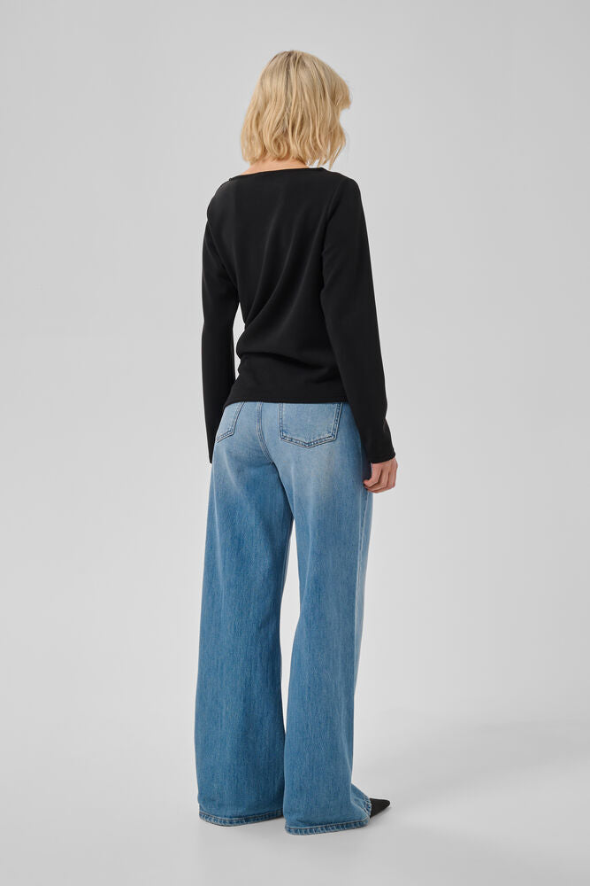 My Essential Wardrobe Helle Asymmetric Top in Black