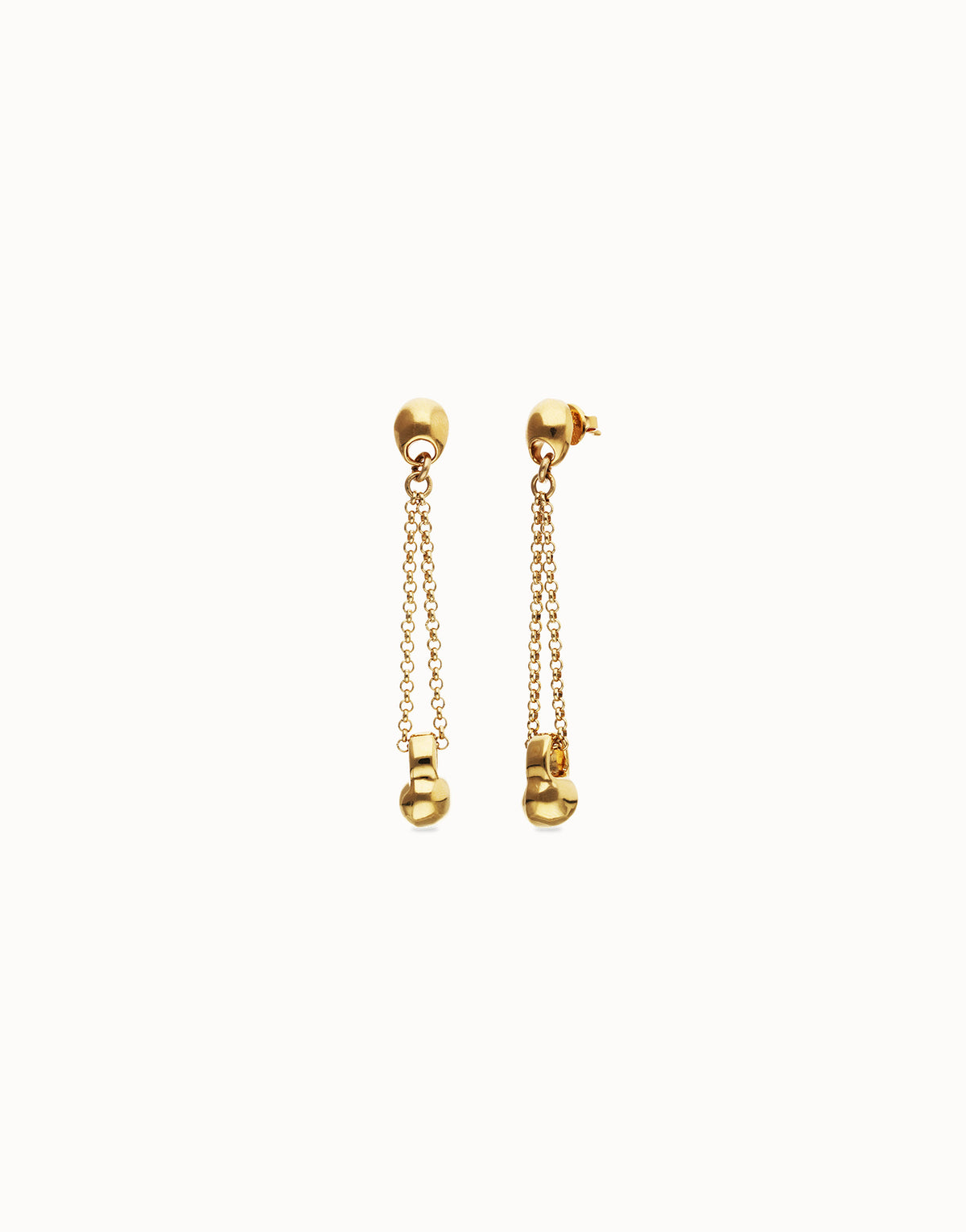 Uno De 50 Long Chain Earrings in 18K Gold Plate