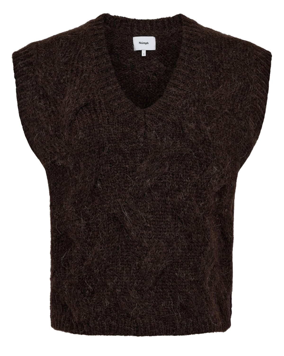 Numph Nualmas Knitted Vest in Black Coffee