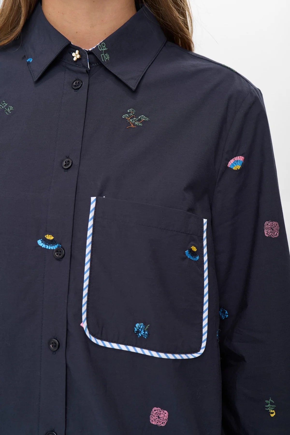 Numph Nuchiro Boxy Shirt in Dark Sapphire