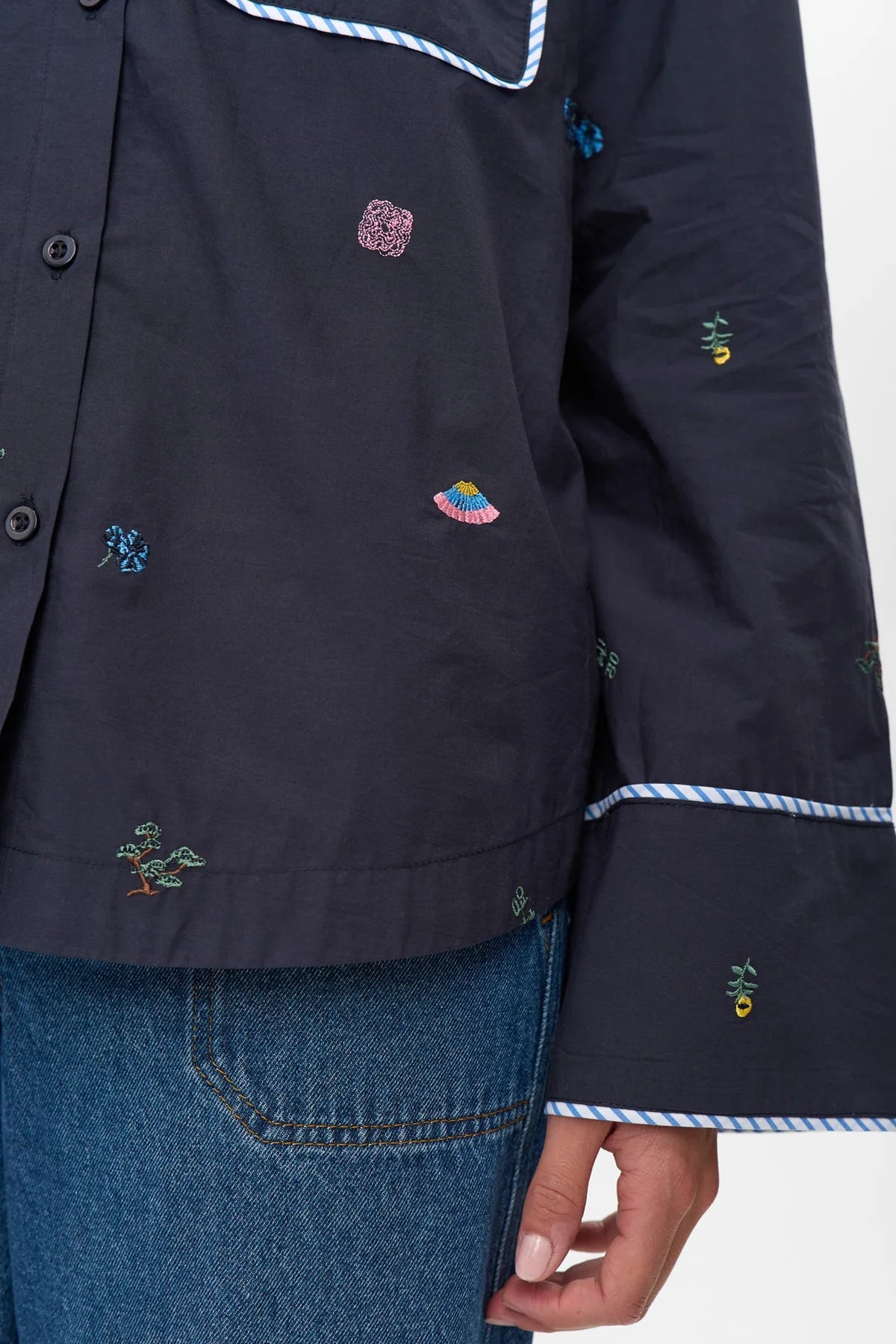 Numph Nuchiro Boxy Shirt in Dark Sapphire