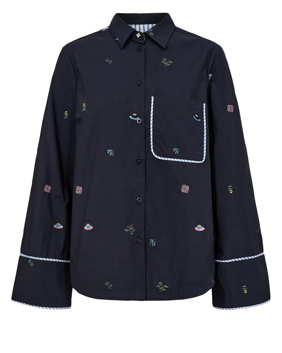 Numph Nuchiro Boxy Shirt in Dark Sapphire