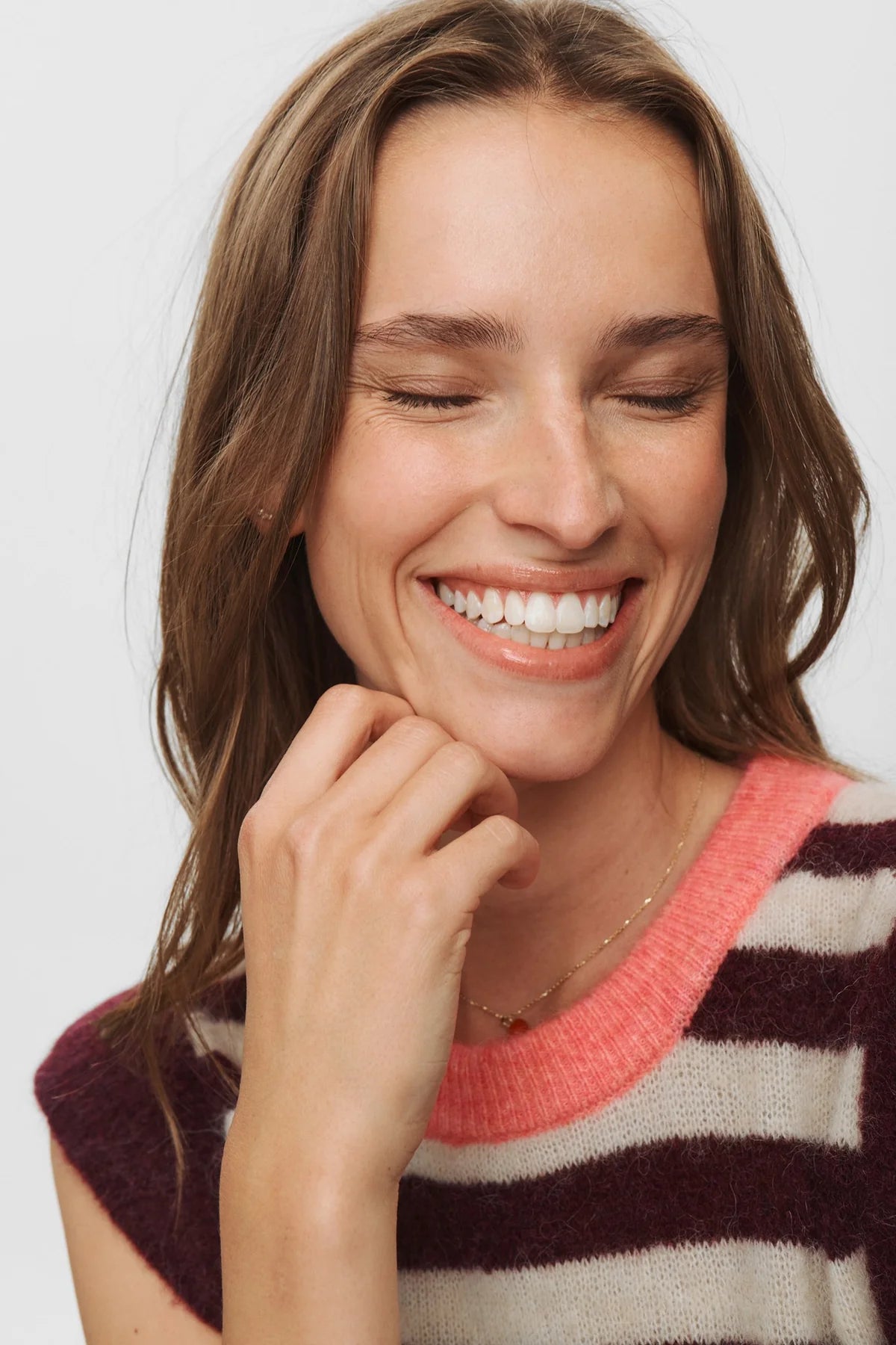 Numph Nuciara Riette Stripe Vest in Wine Tasting