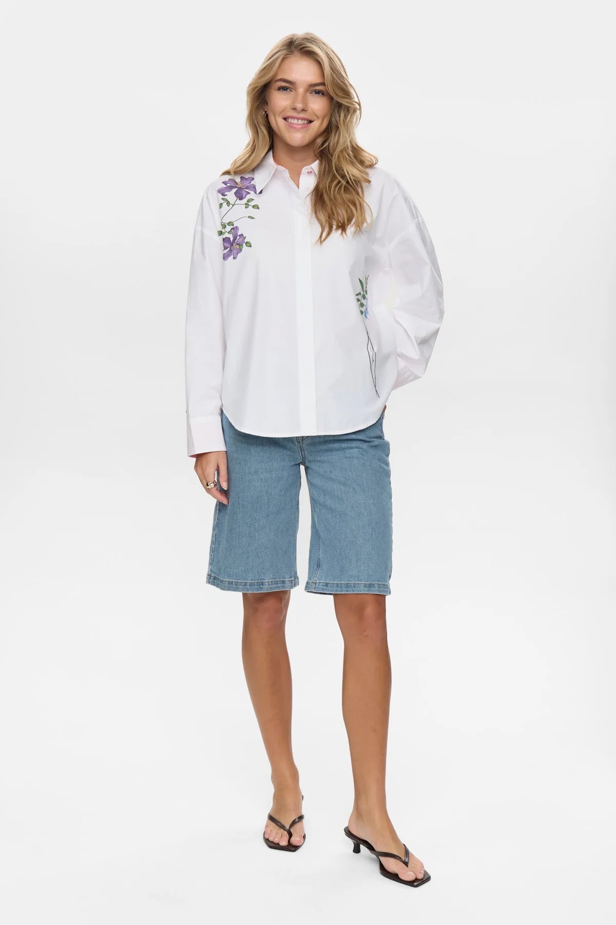 Numph Nuflory Shirt In Bright White