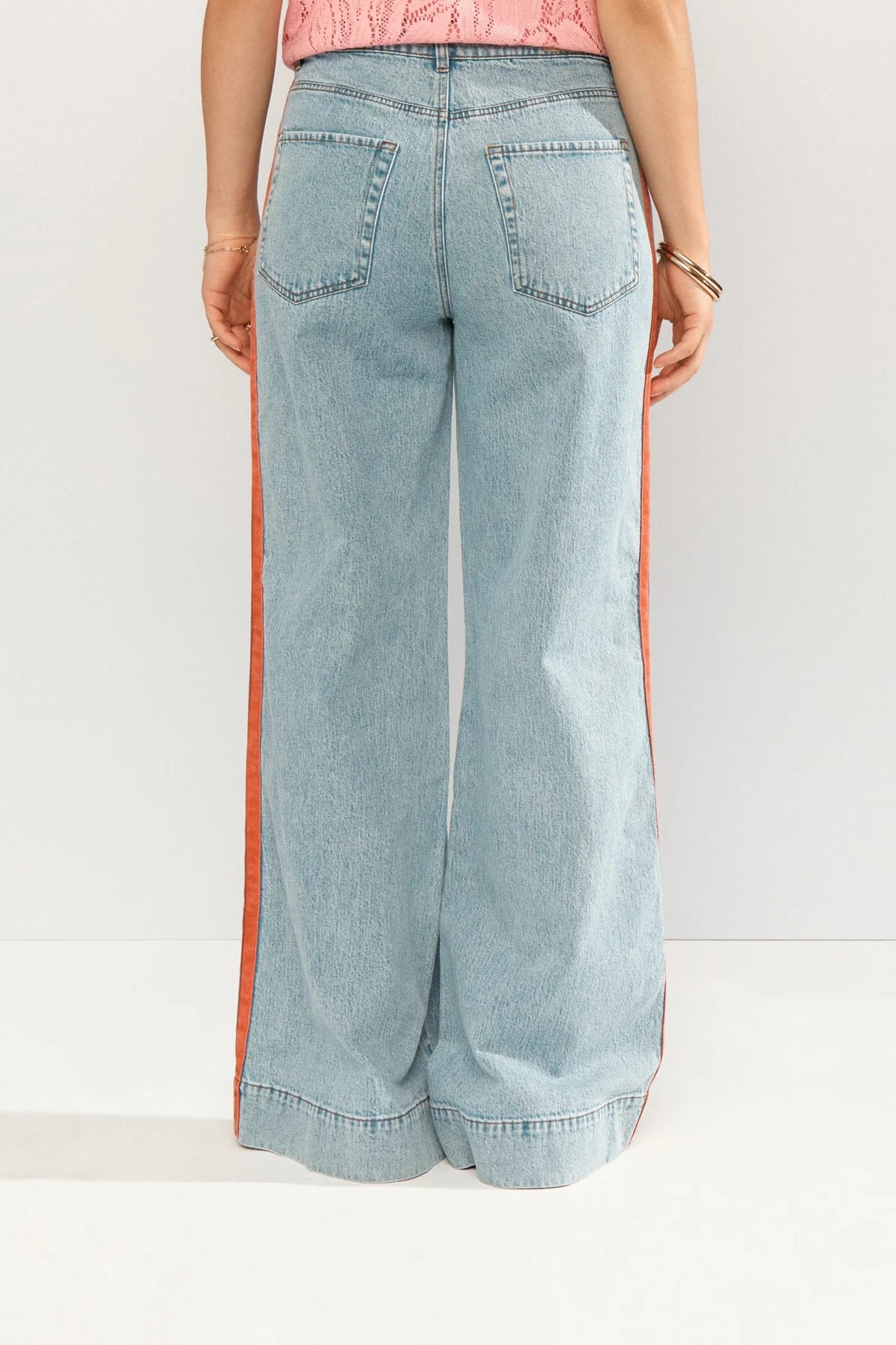 Numph Numalaga HR Wide Jeans In Light Blue Denim