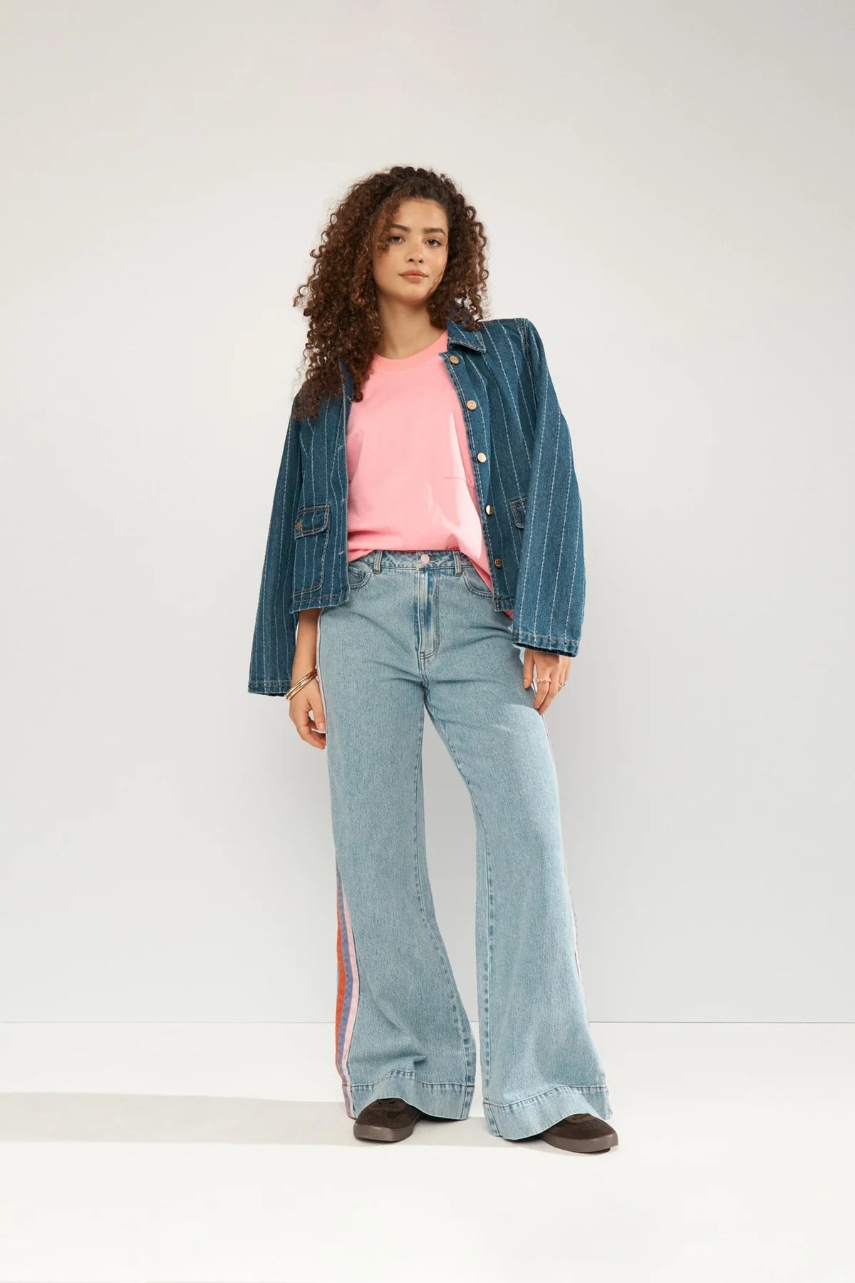 Numph Numalaga HR Wide Jeans In Light Blue Denim