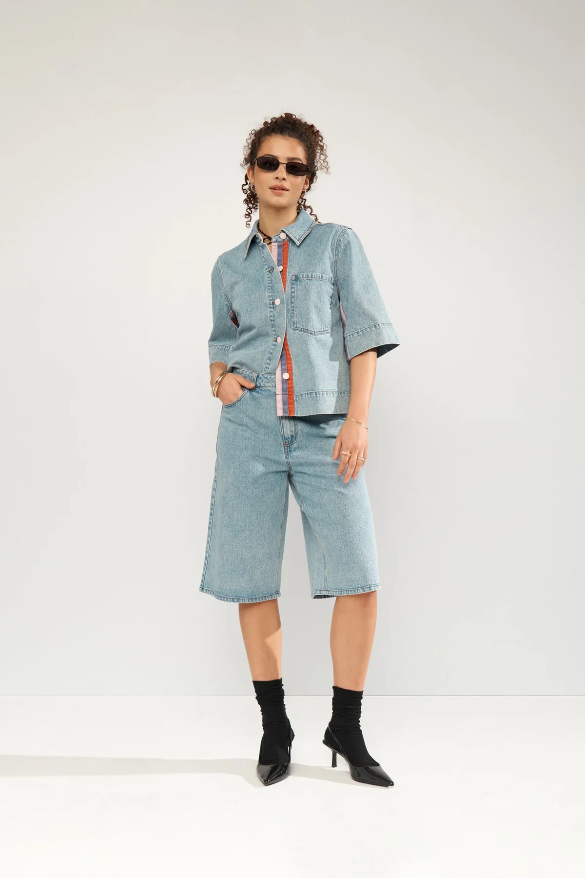 Numph Numalaga Shirt In Light Blue Denim