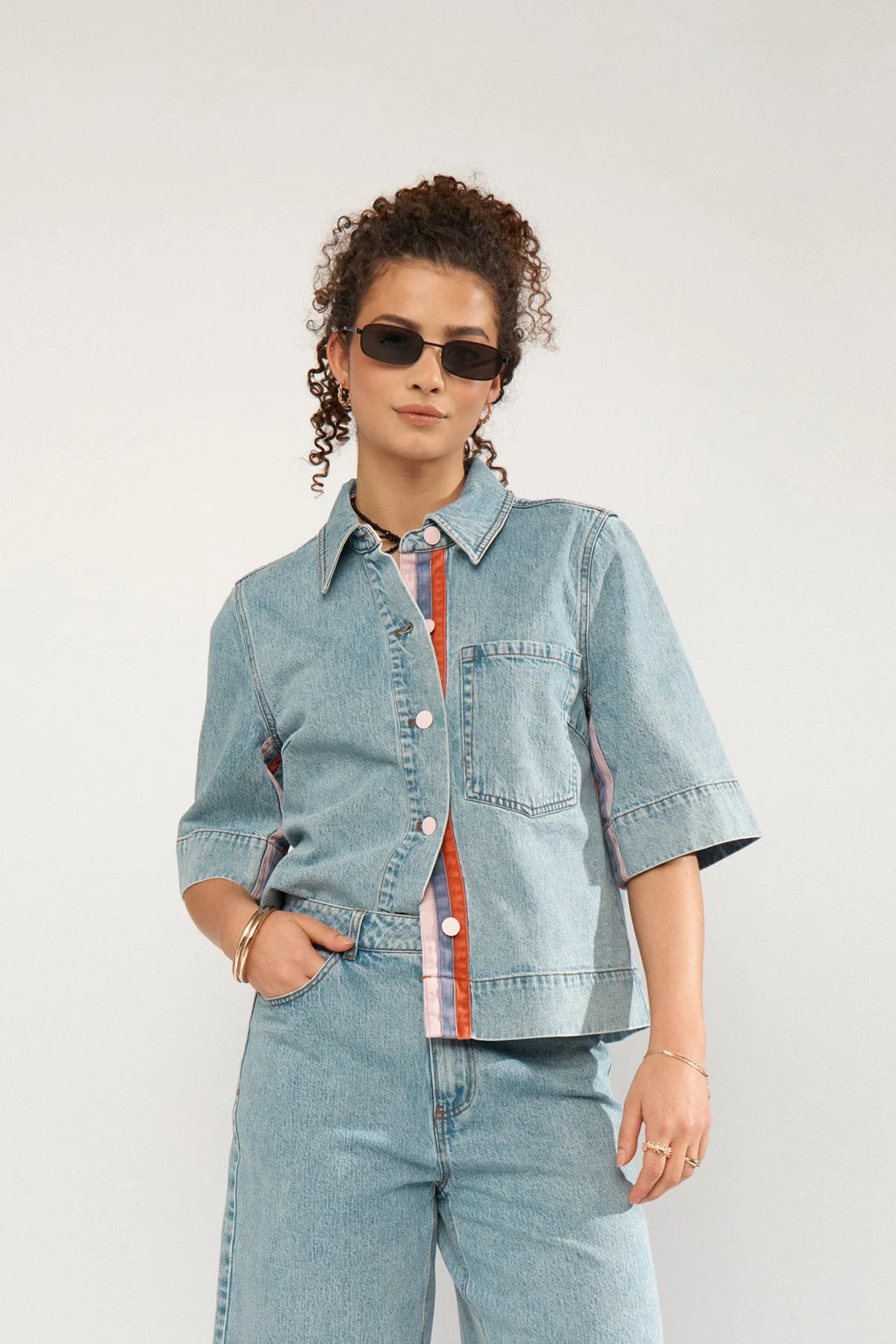 Numph Numalaga Shirt In Light Blue Denim
