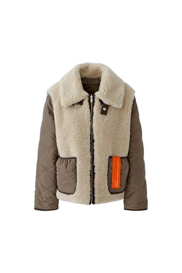 Oui Reversible Jacket in Brown Sugar 99075