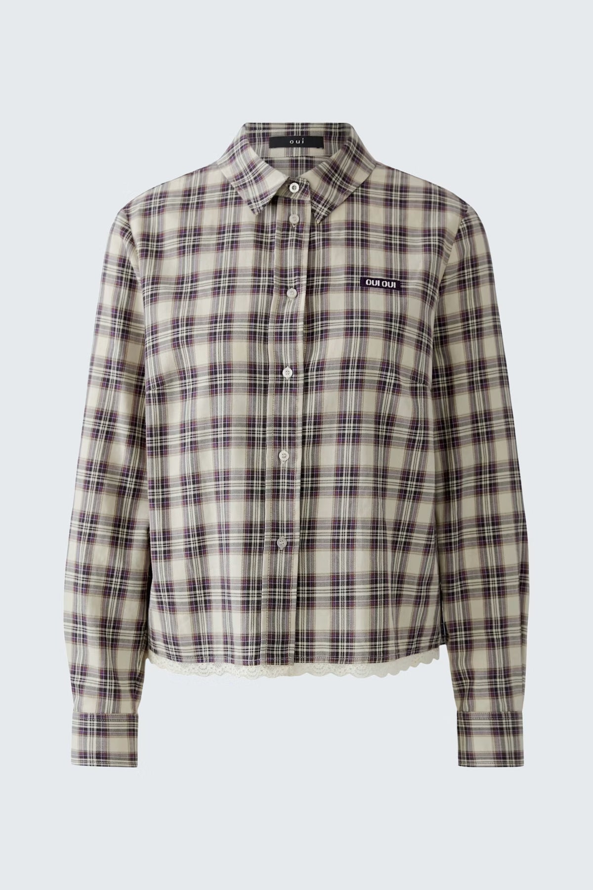 Oui Shirt In Liliac Check 100416