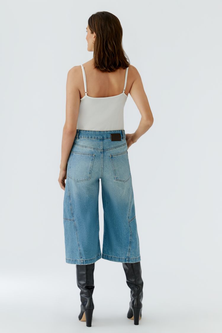 Oui Long Shorts in Medium Denim 100029