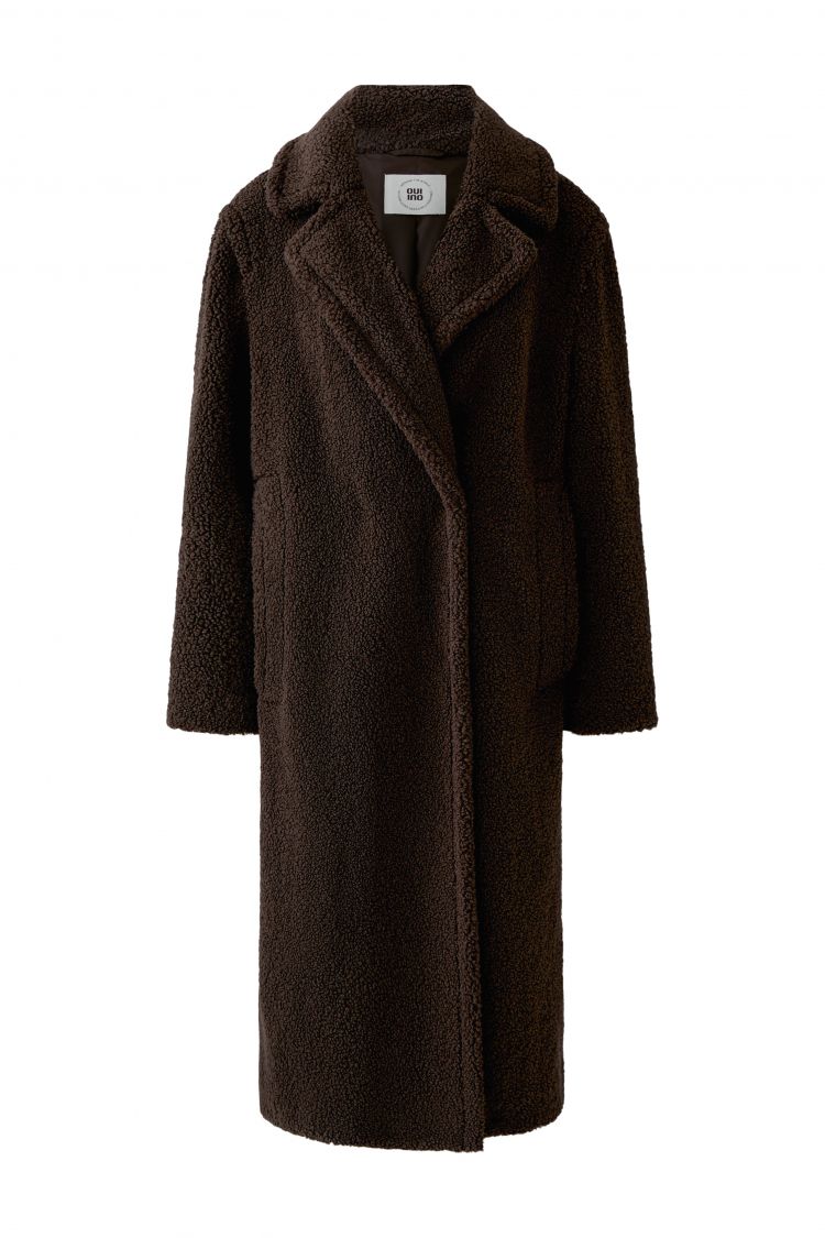 Oui Faux Fur Coat in Chocolate