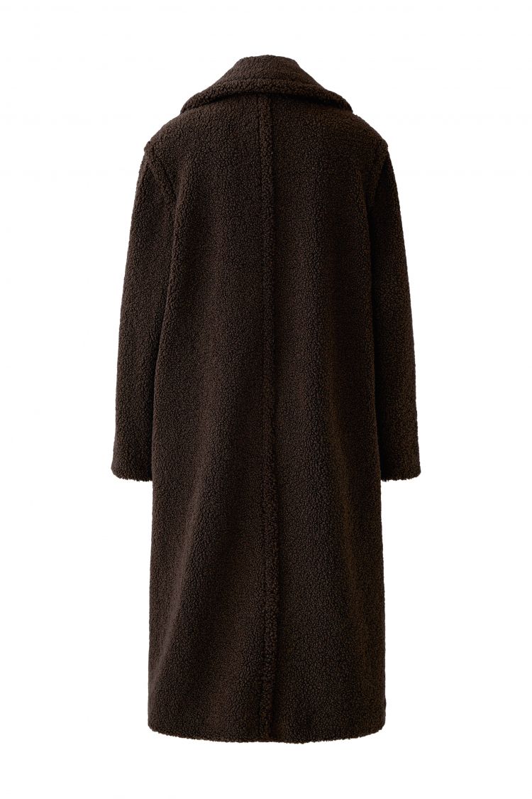 Oui Faux Fur Coat in Chocolate