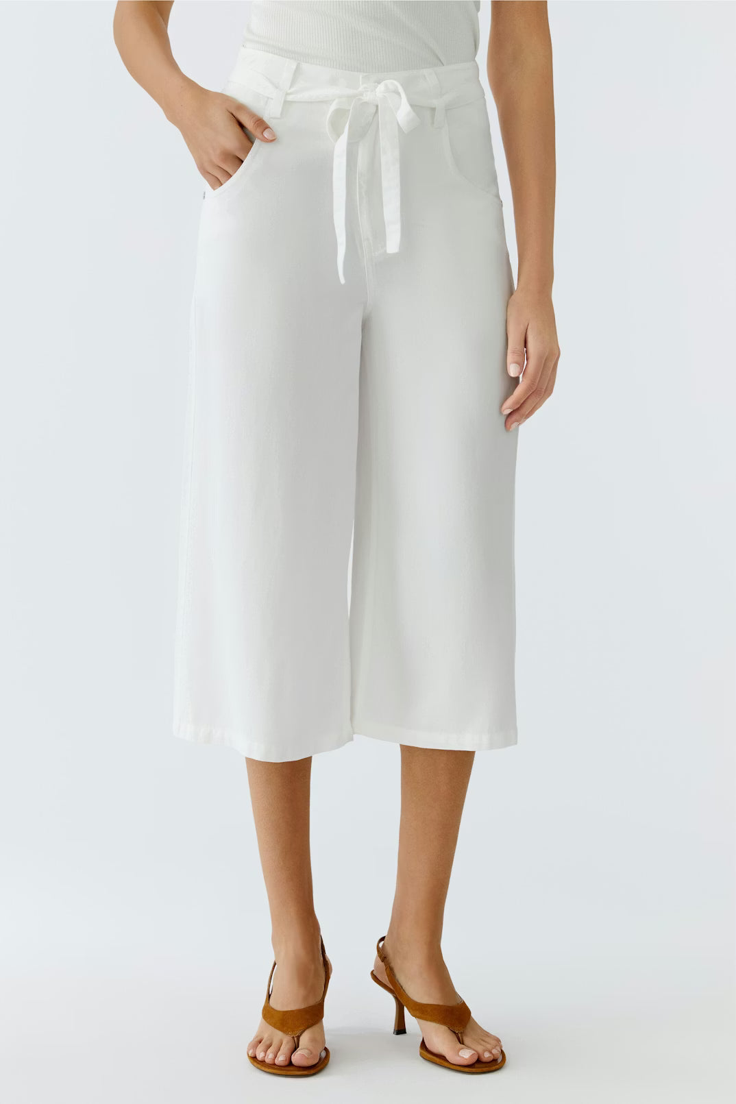 Oui High Rise Long Shorts In Optic White