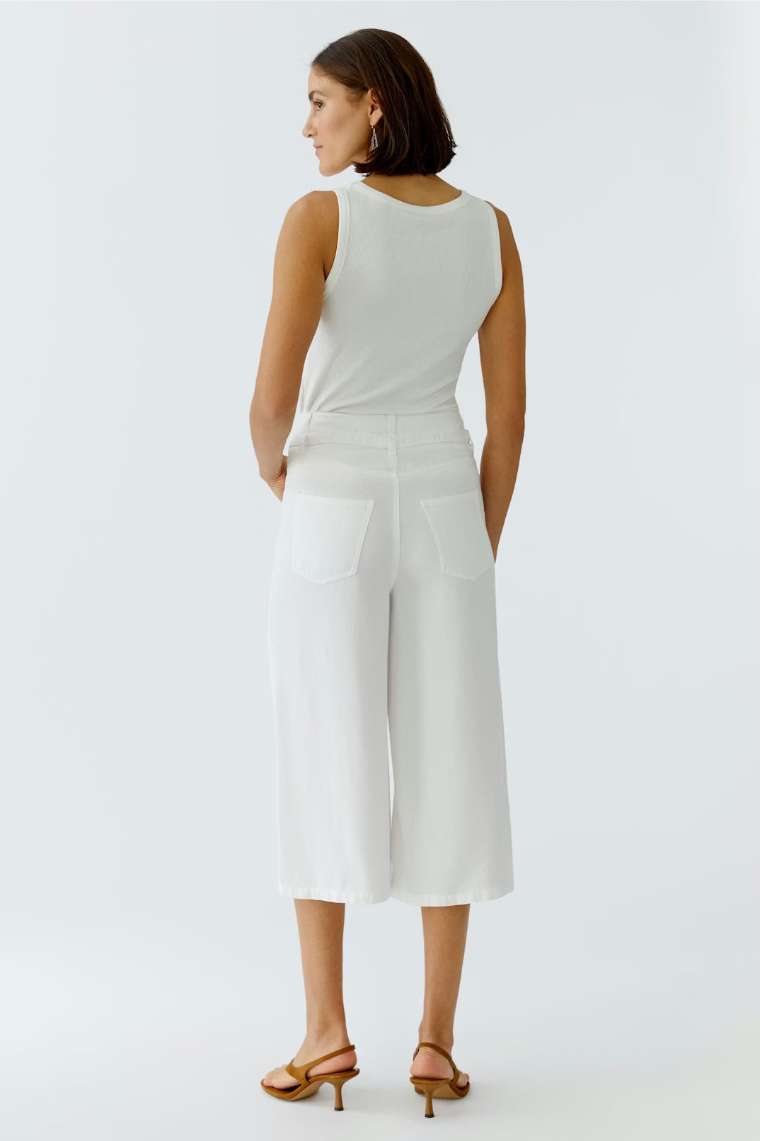 Oui High Rise Long Shorts In Optic White