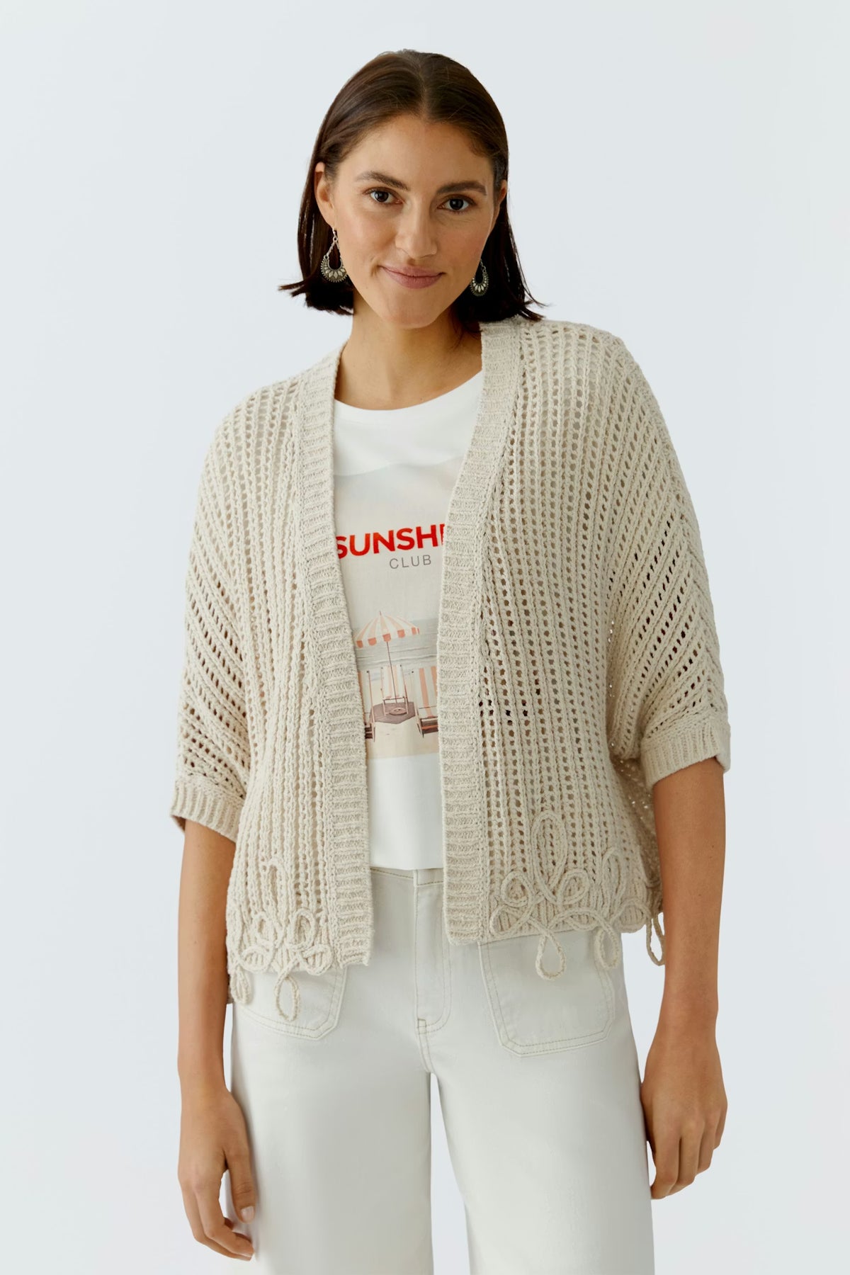 Oui Knit Jacket in Biscuit