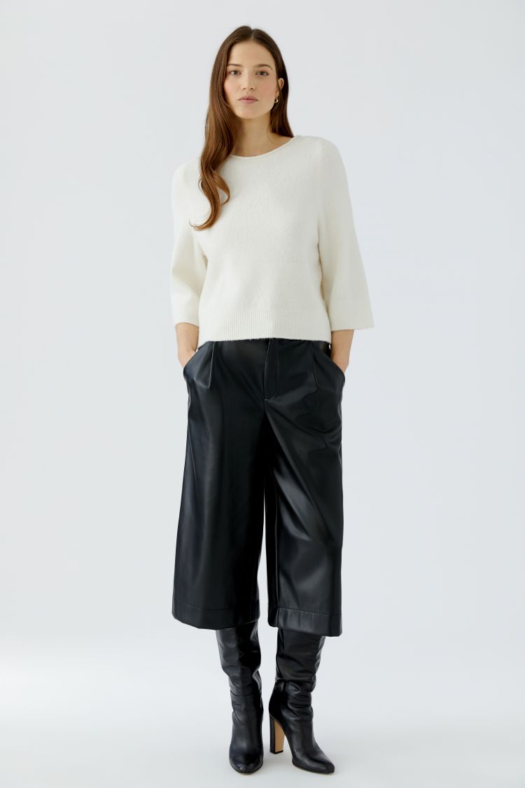 Oui Faux Leather Pant in Black 94127