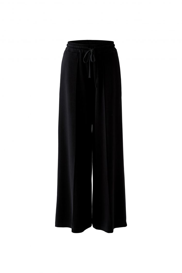 Oui Wide Casual Trouser in Black 98665