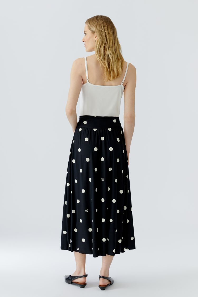 Oui Skirt in Black Off & White Polka Dot 98680